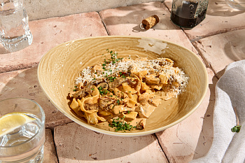 Паста с говядиной и грибами